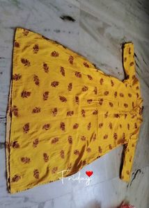 Yellow Printed Kurti