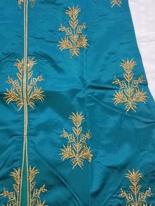 Teal Embroidered Ethnic Kurta