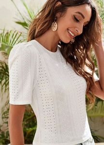 White Eyelet Puff Sleeve Top