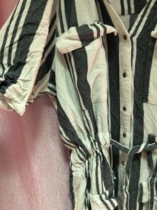 Striped Button-Up Cotton Dress