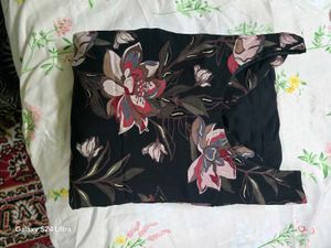 Floral Print Black Blouse