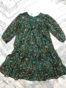 Floral Print Green Dress