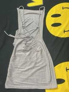 Sparkly Silver Ruched Bodycon Dress