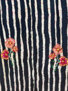 Striped Kurti with Floral Embroidery