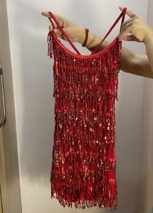 Sparkling Red Sequin Fringe Dress