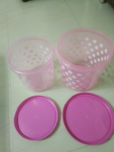 Pink Polka Dot Storage Containers