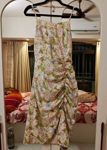Floral Ruched Midi date Dress
