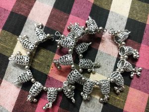 oxidized silver Jhumka kadas