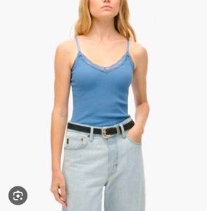 Blue Lace Trim Cami Top