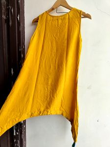 Yellow Mirror Worked Kurti Set (Women's)