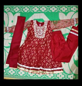 Red & Gold Embroidered Salwar Kameez