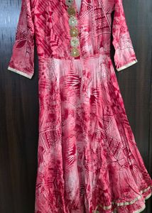 Elegant Red Printed Anarkali Kurti