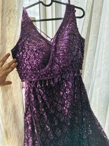 cocktail wine beaded fish cut lehenga choli