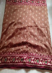 Maroon Embroidered Silk Saree