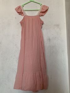 Pink Lace Trim Maxi Dress