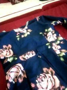 Navy Blue Floral Print Kurta