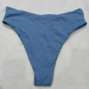 ❤️‍🔥 Blue Ribbed High-Waisted Bikini Bottom