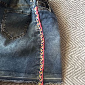 Denim Skirt with Colorful Trim