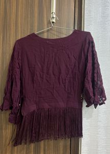 Embroidered Kurta with Fringe Hem