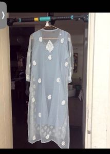 Elegant Grey Chikankari Kurta