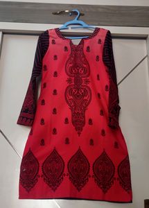 Pakistani Printed Long Ombre Kurti With Full Sleev