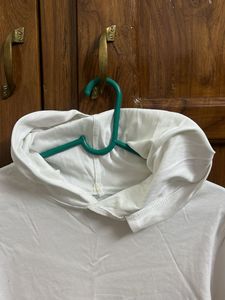 White Hoodie with Black Stripe Accent