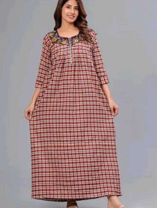 Red &amp; White Checkered winter nighty