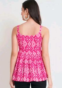 Pink Abstract Print Sleeveless Top