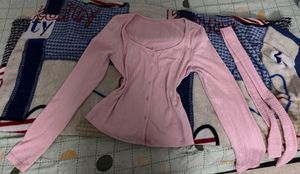 pink ribbon top.NOT WORN EVEN ONCE.size32-38