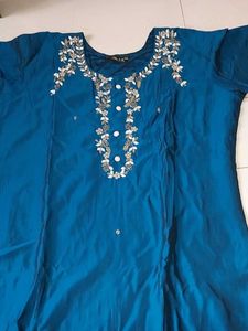 New Teal Kurta Set with digital Dupatta - XXL