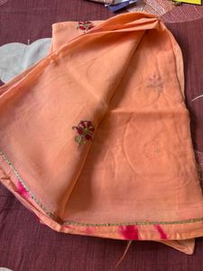 Peach work Georgette Saree