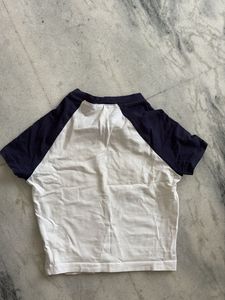 Classic Baseball Baby Tee - White &amp; Navy