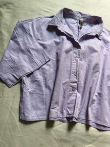 Lavender Cropped Button-Up Shirt
