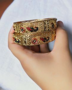 Meenakari Peacock Bangles - Gold Plated Filigree Bangles - Gift For Women - Wedding Bangles - Indian Gold Bangles - Handmade Jaipuri Bangles