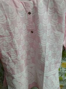 Pink Embroidered Chikankari Kurta