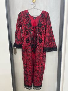 Stunning Red &amp; Black Pakistani Kurta Set❤️