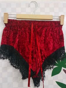 Velvet Lace Trim Shorts(400)