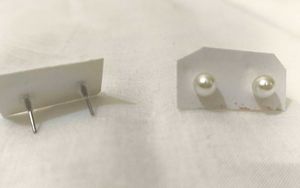 Gold Ball &amp; Pearl Stud Earrings Set