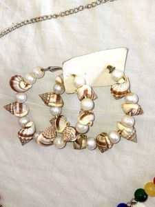Seashell &amp; Bead Necklace &amp; Earrings Set