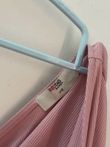 Pink Ribbed Wrap Crop Top | UK 12