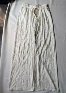 White Patterned Wide Leg Pants