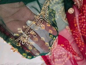 Stunning Red &amp; Green Embroidered Saree