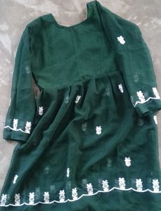 Embroidered Green Kurta