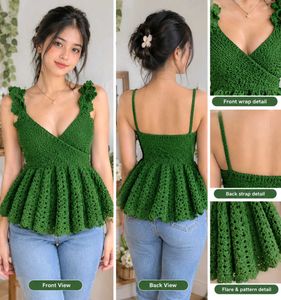 Hand-knitted Green Ruffle Dress