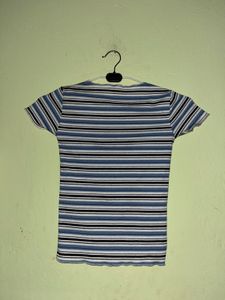Striped Ribbed Fitted Top
