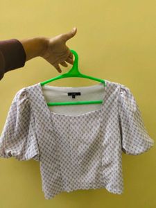 CODE- Lilac Square Neck Puff Sleeve Top