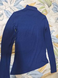 Navy Blue Mock Neck Top