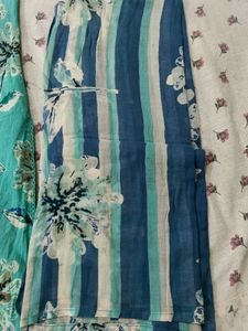 Beautiful Teal Floral Kurta Set with Dupatta