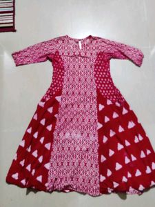 Red Pattern Kurta For Women