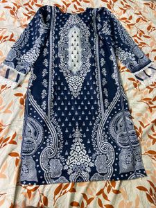 Elegant Navy Blue Printed Kurta